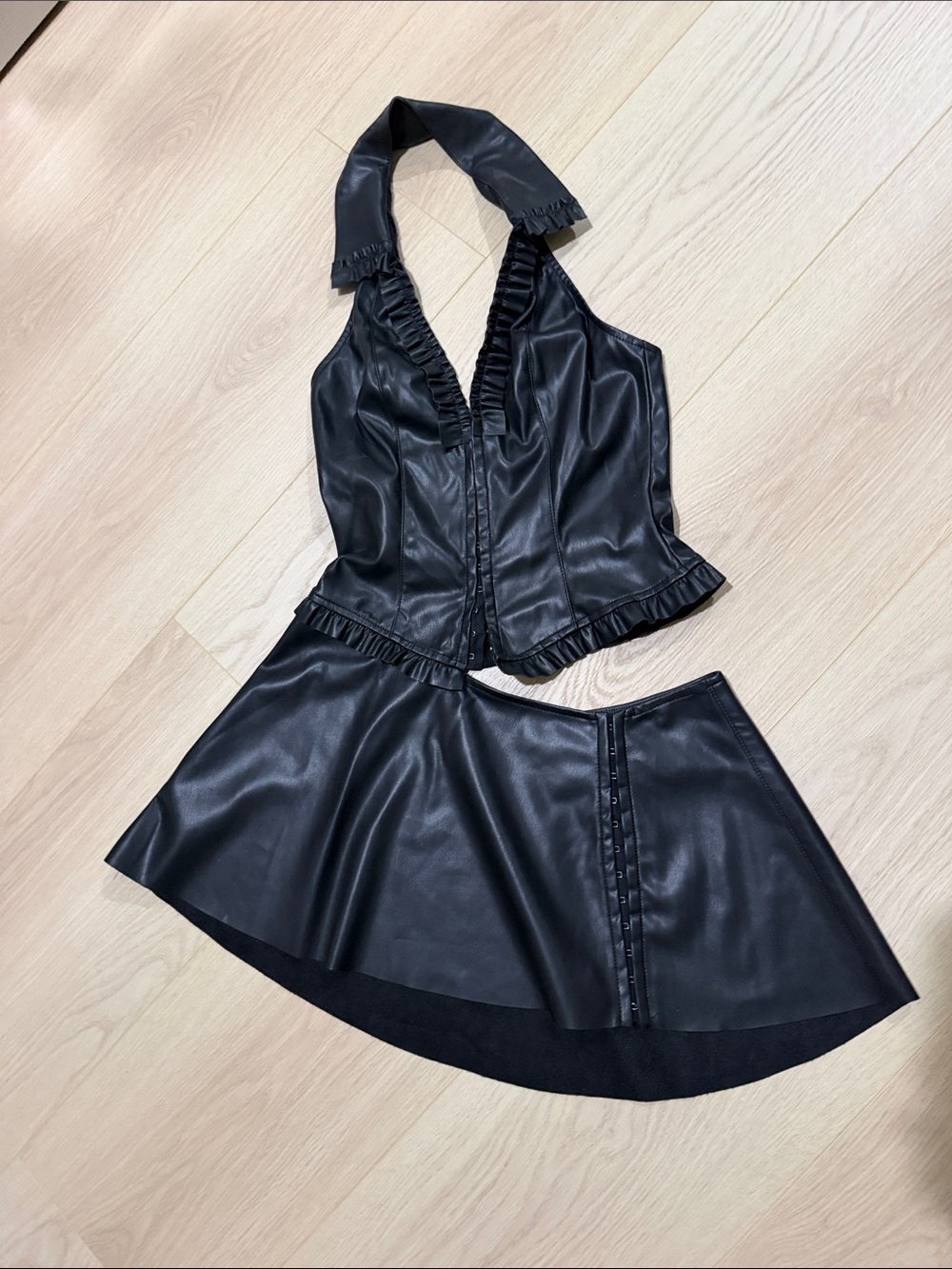 I Am Gia black vegan leather mini dress